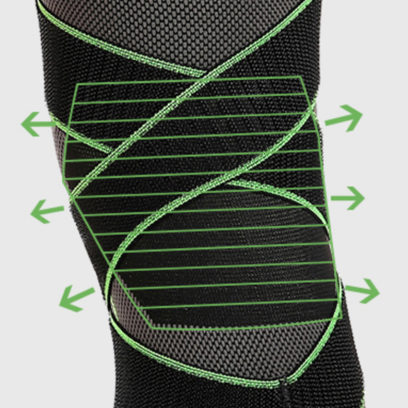 Vue de côté d'une genouillère avec straps de serrage
