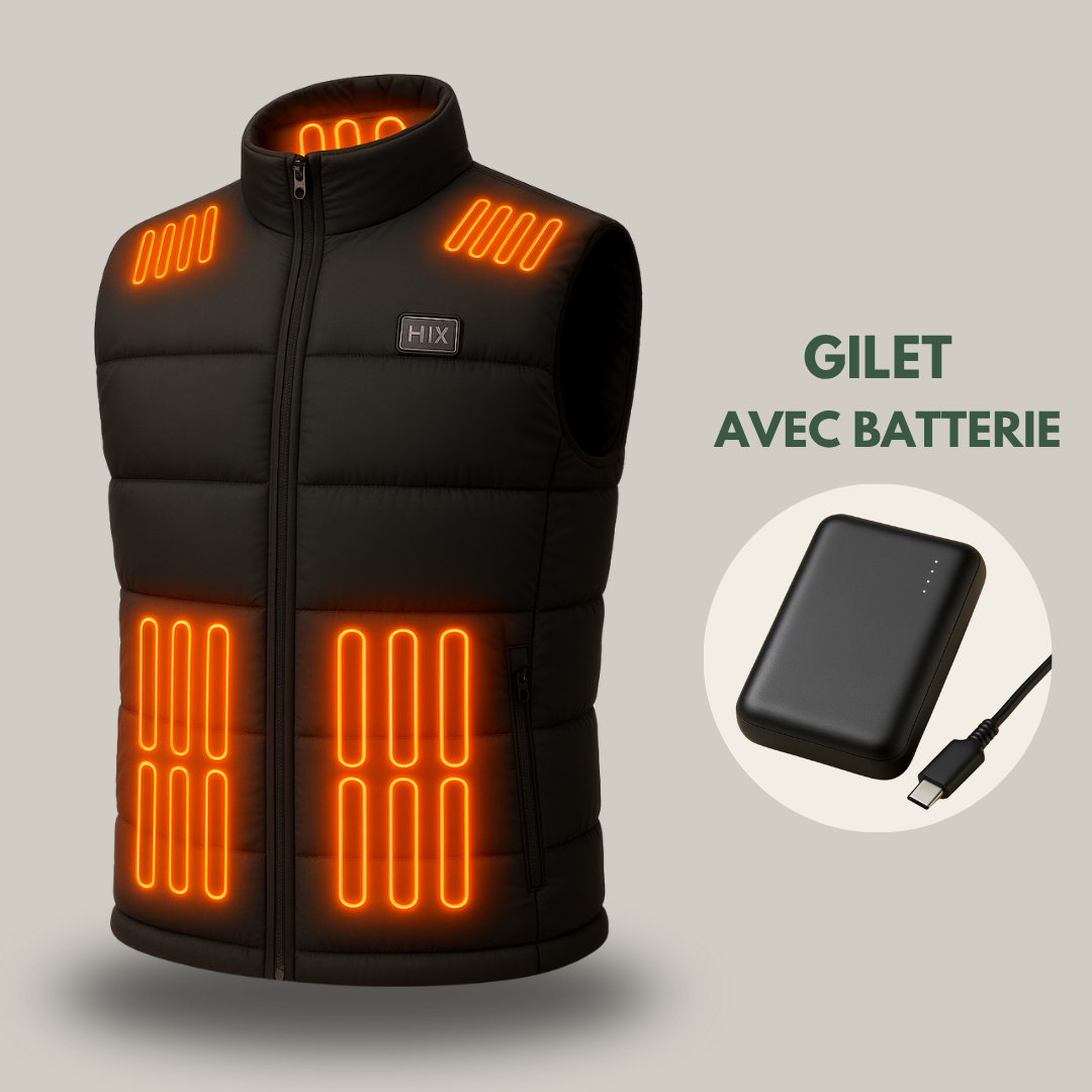 Illustration des trois niveaux de température réglables du gilet