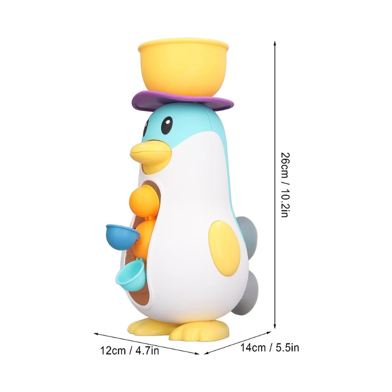 Vue rapprochée du jouet pingouin avec gobelets rotatifs