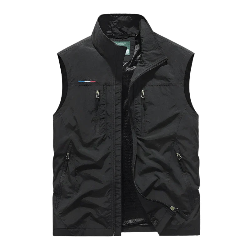 Gilet vert pour homme avec poches pratiques et boutons-pression