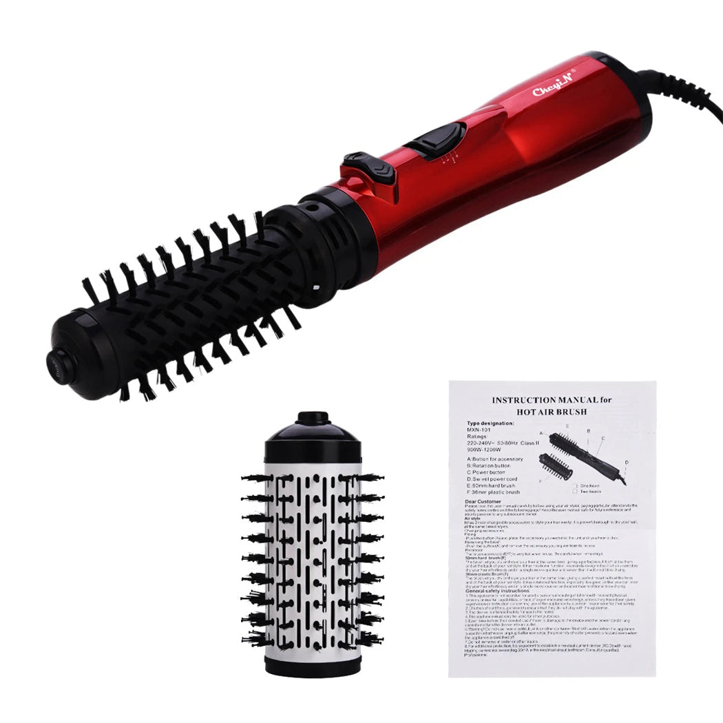 Gros plan sur les poils de la brosse rotative, technologie ionique visible