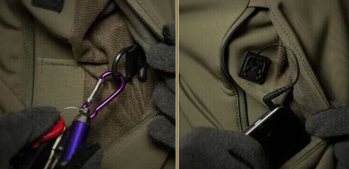 Détails des poignets ajustables de la veste imperméable