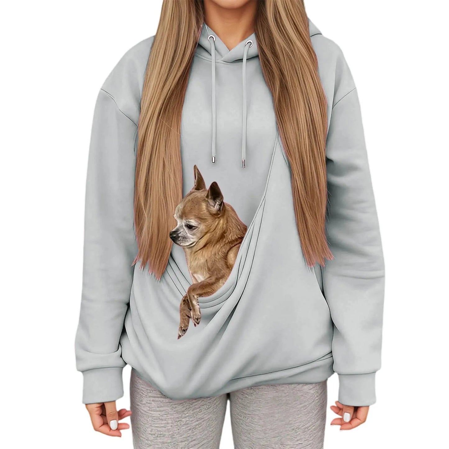 Hoodie ample avec poche pour animal, vue de dos