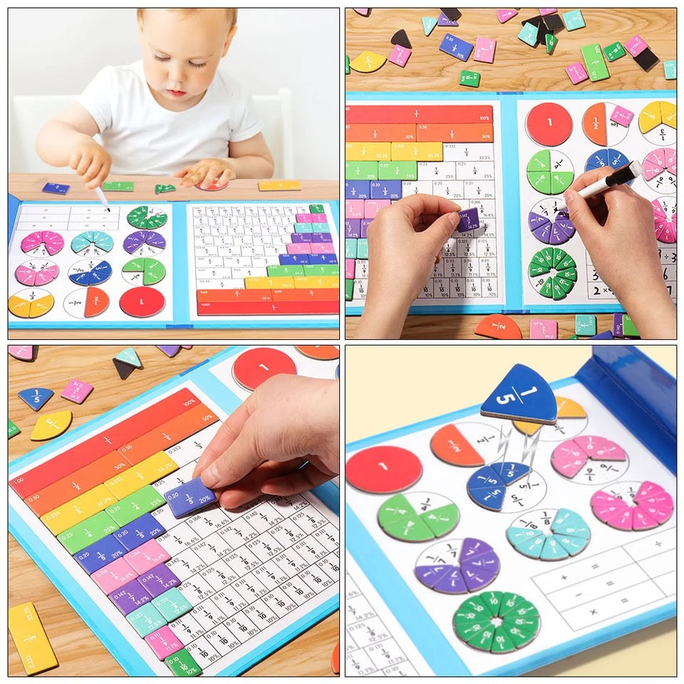 Tableau magnétique avec fractions et marqueur effaçable