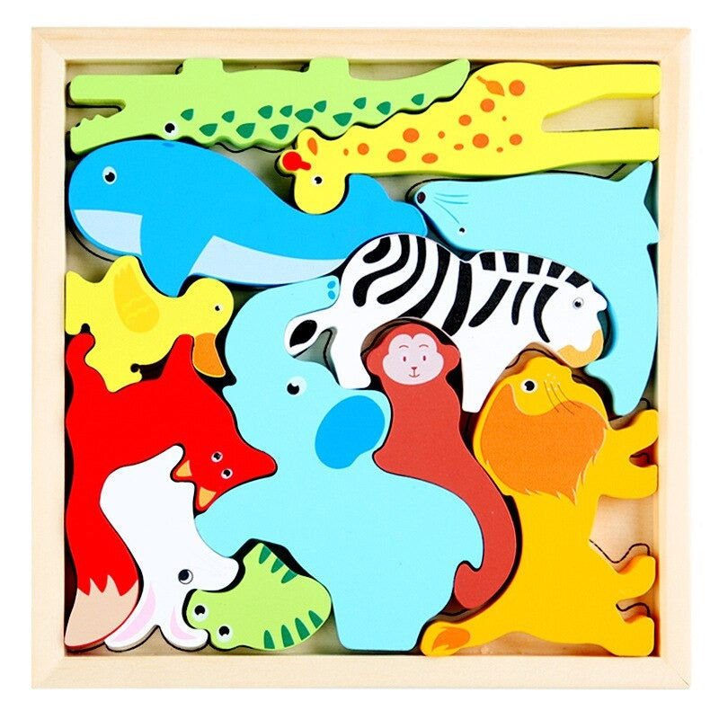 Pièces de puzzle en bois sécurisées, adaptées aux jeunes enfants