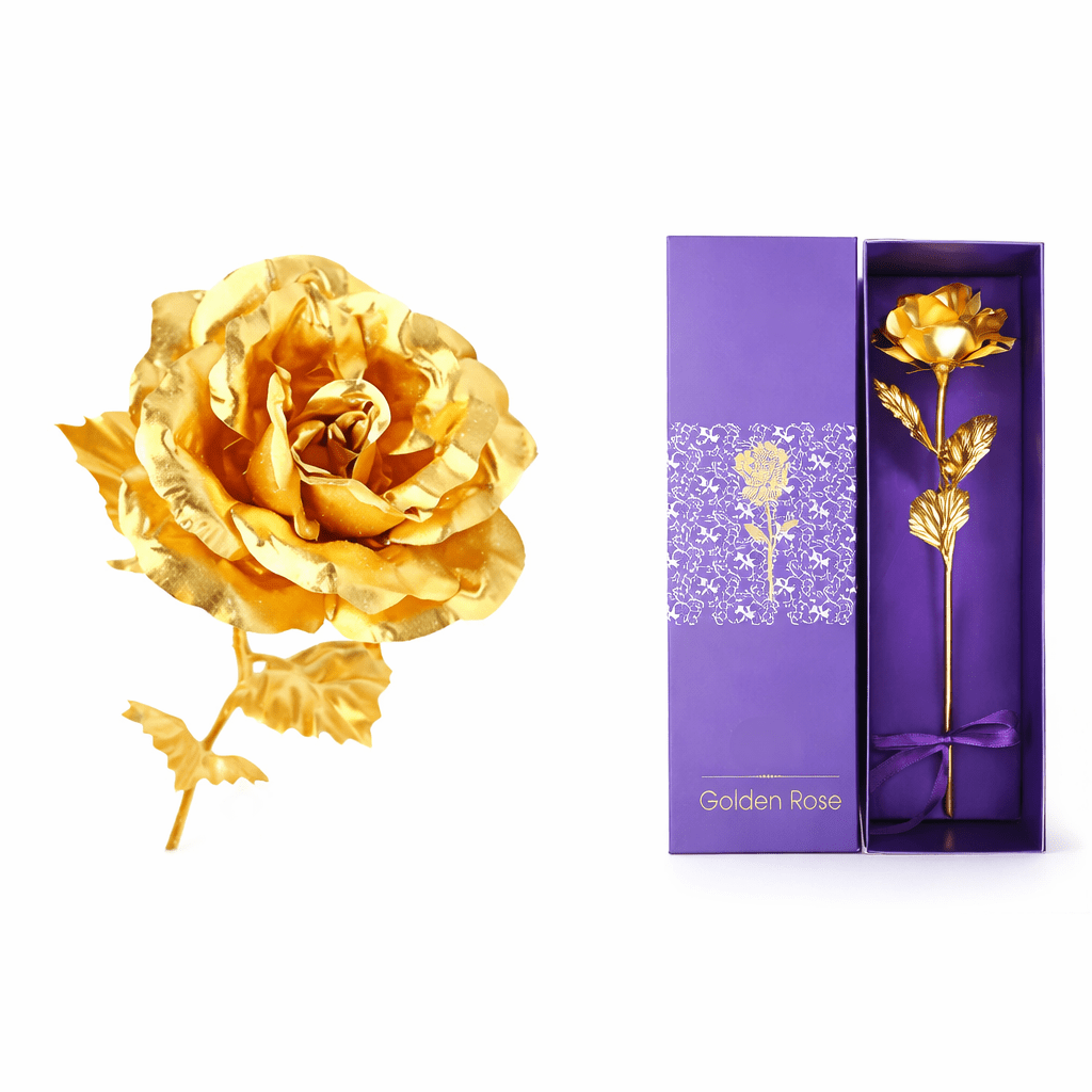 Vue de dessus d'une rose dorée avec détails des feuilles