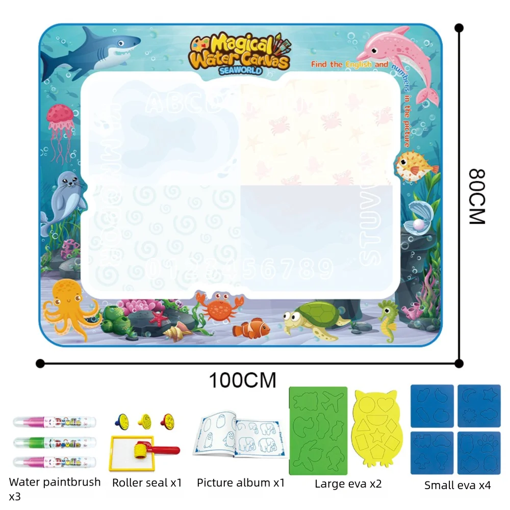 Tapis de dessin à eau avec motifs variés et colorés