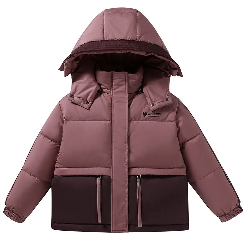 Veste puffer fille montrée de dos, design dégradé