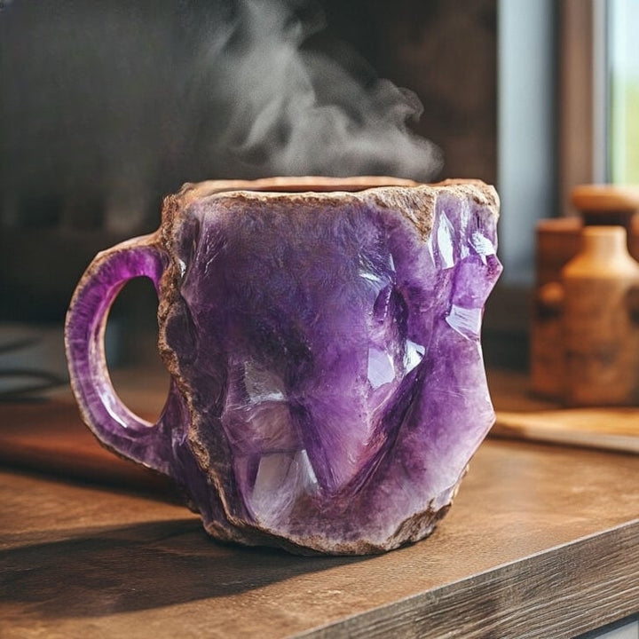 Vue de dessus de la tasse, soulignant son design unique