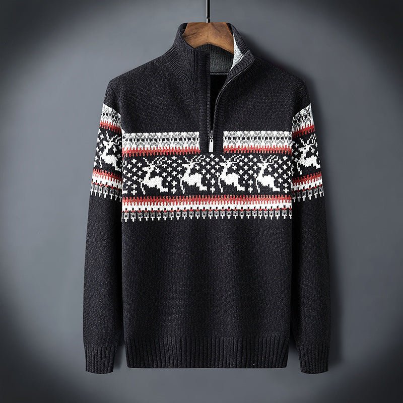 Vue arrière du pull en tricot avec motif festif