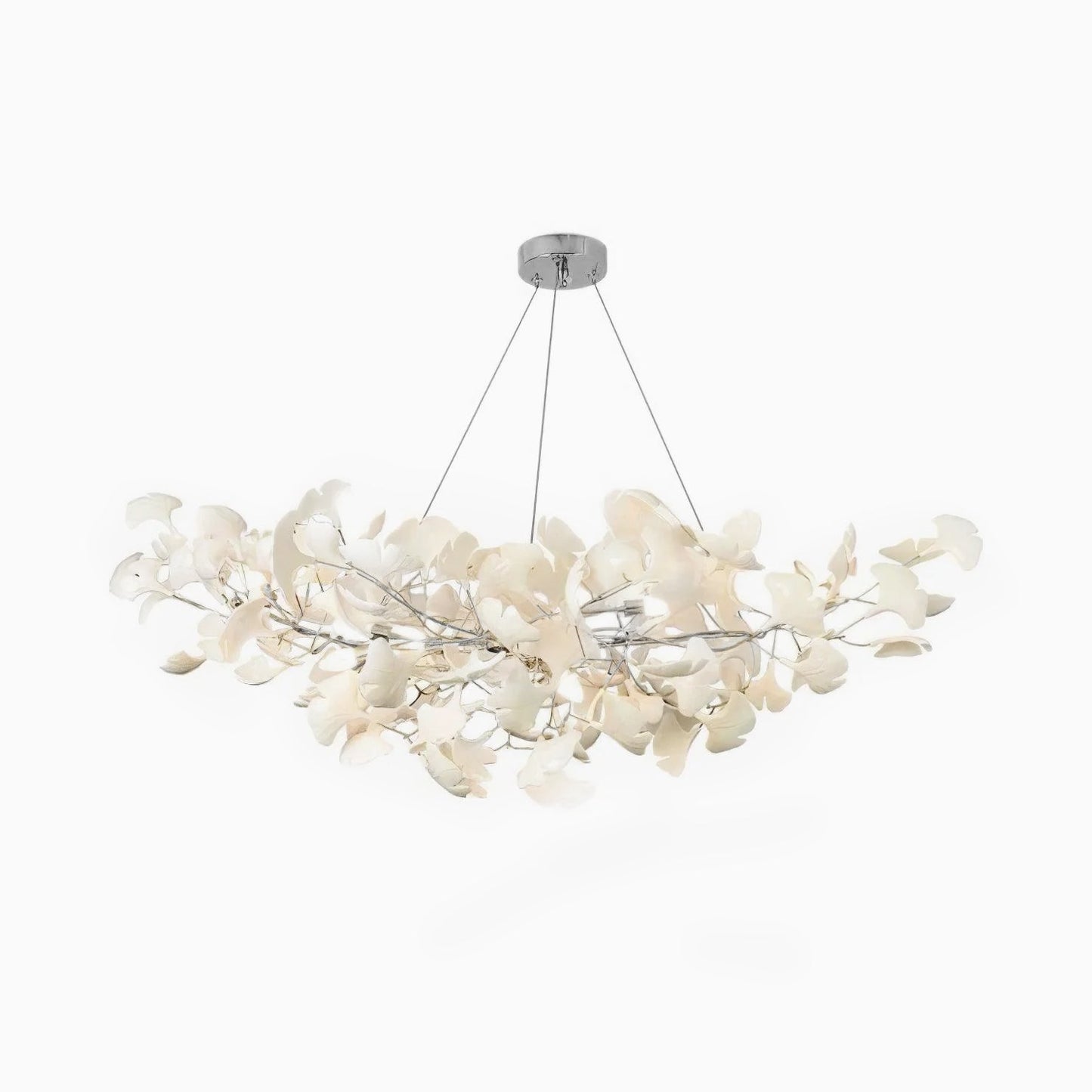 Feuilles en porcelaine du lustre Ginkgo, éclairées par LED