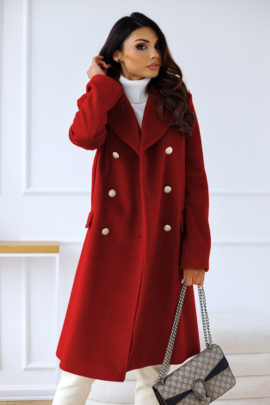 Manteau à double boutonnage, idéal pour le froid
