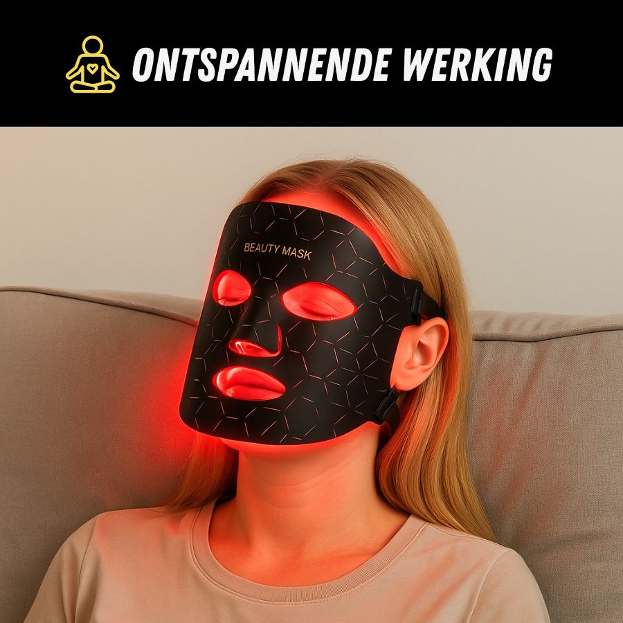Vue latérale du masque facial LED rouge, soulignant sa flexibilité
