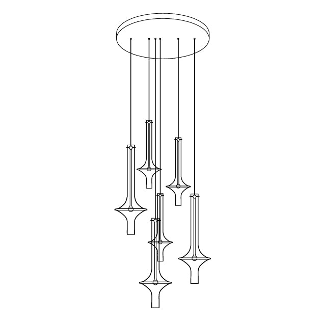 Vue rapprochée des têtes de la lampe en verre