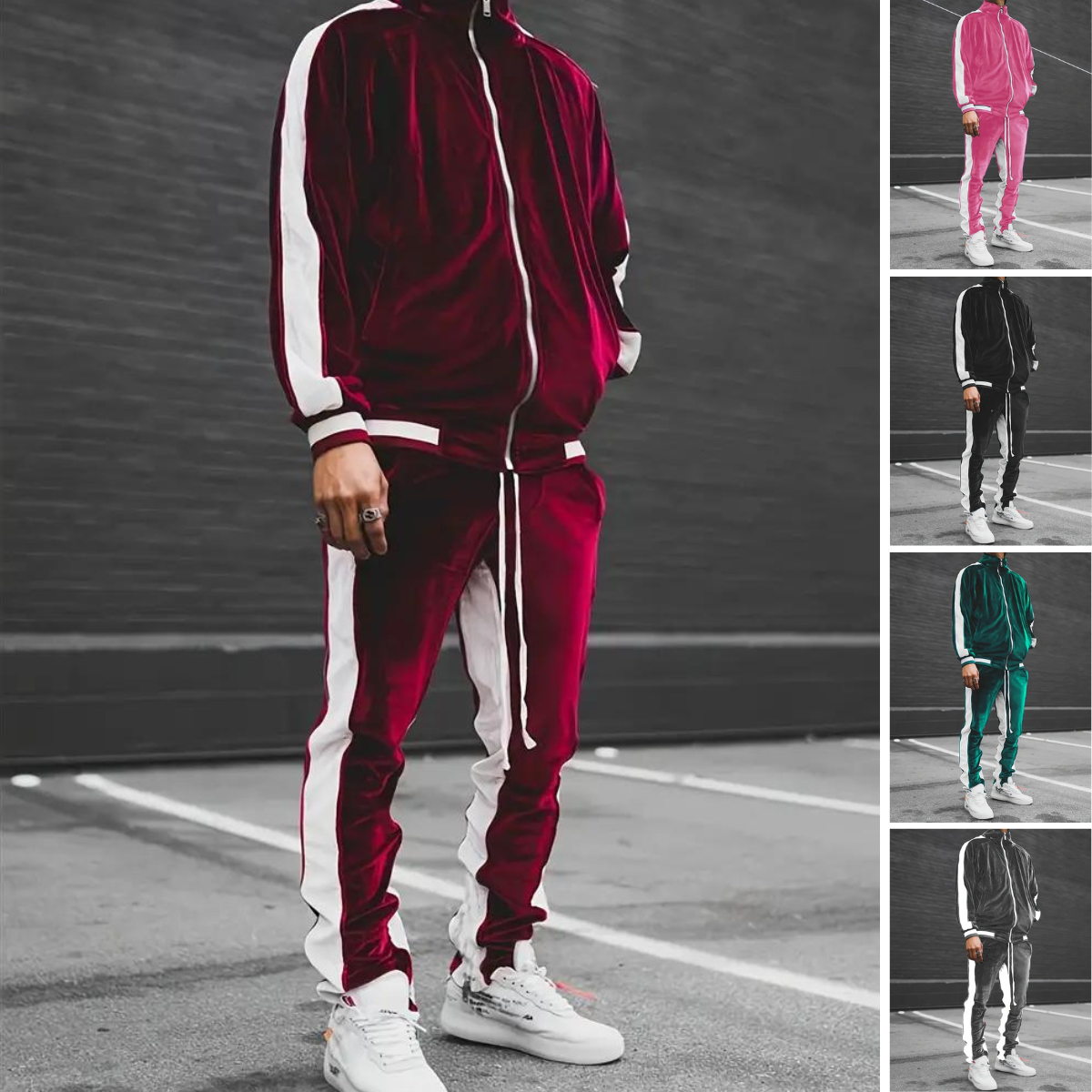 Ensemble de survêtement en velours avec veste zippée et joggeurs