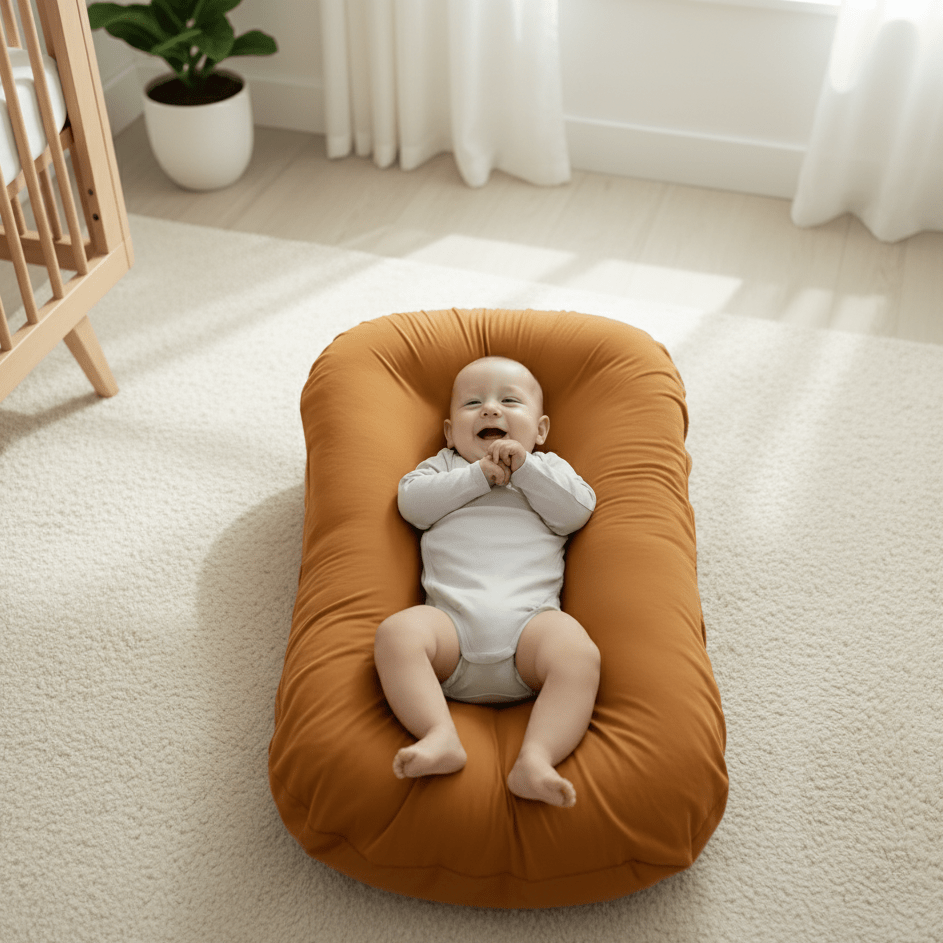 Coussin en mousse à mémoire sur un lit de bébé, prêt à l'emploi