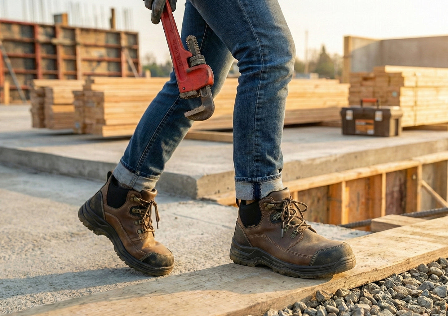 Détail de l'embout anti-écrasement des bottes de sécurité