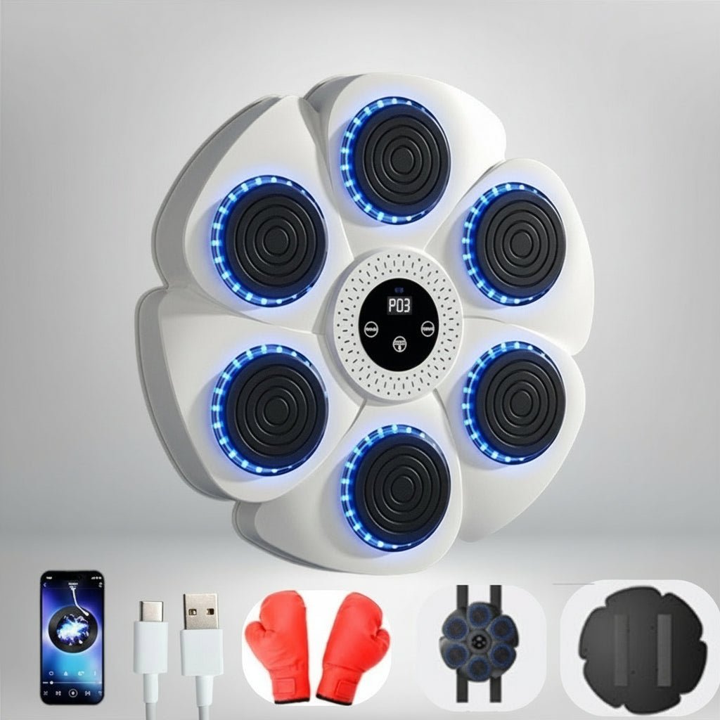 Machine de boxe en action avec effets lumineux et sonores