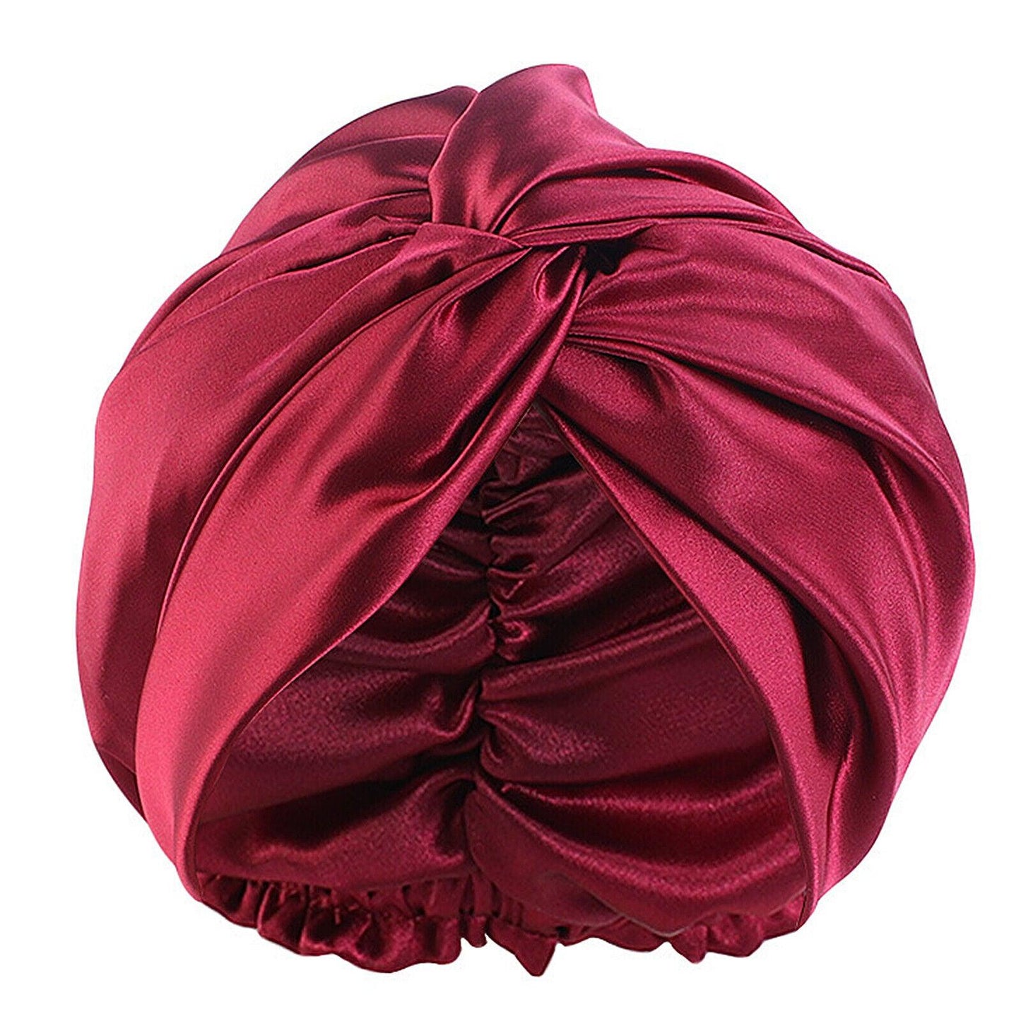 Turban en soie avec une étiquette discrète, vue de côté