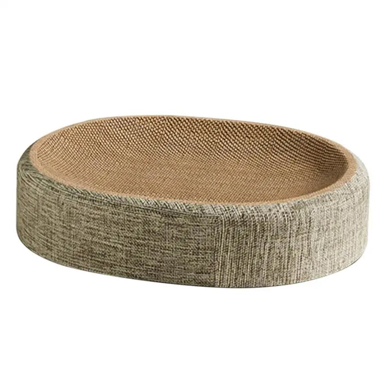 Détail du bord en sisal du lit ovale pour chat