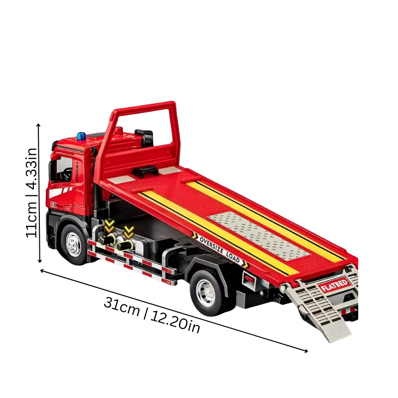Camion de remorquage jouet en métal avec lumières allumées
