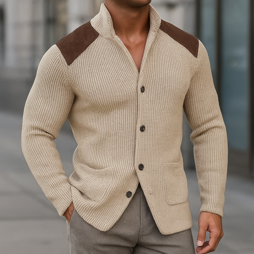 Blazer tricoté homme porté avec un jean décontracté