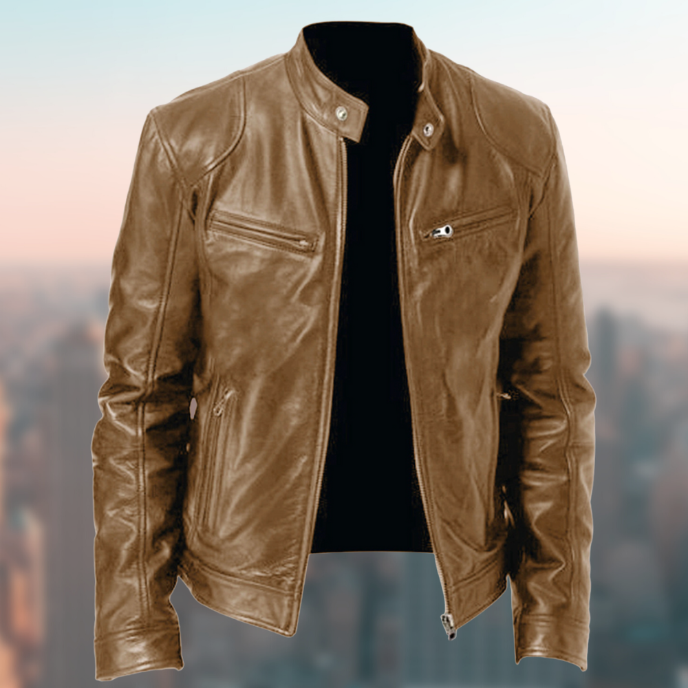 Veste homme en PU, gros plan sur la texture