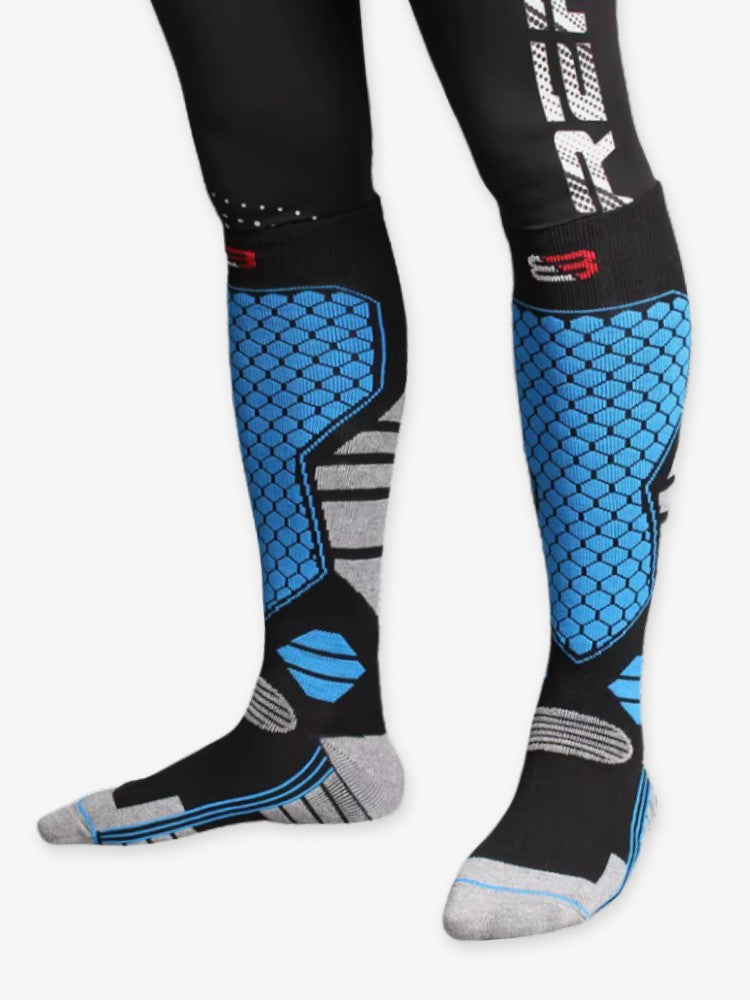Détail du matériau respirant des chaussettes de ski