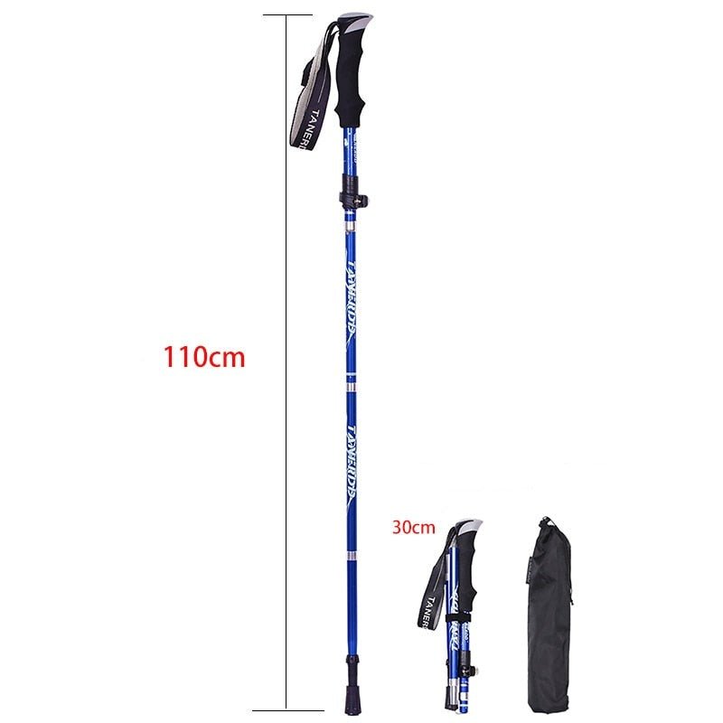 Vue latérale du bâton pliable montrant sa légèreté