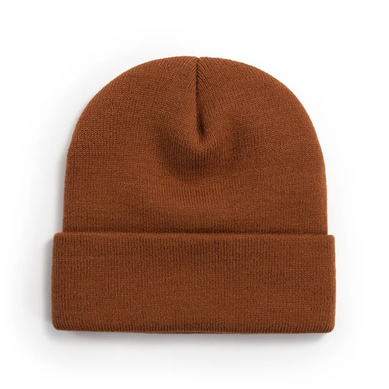 Vue rapprochée de la maille d'un bonnet en acrylique personnalisé