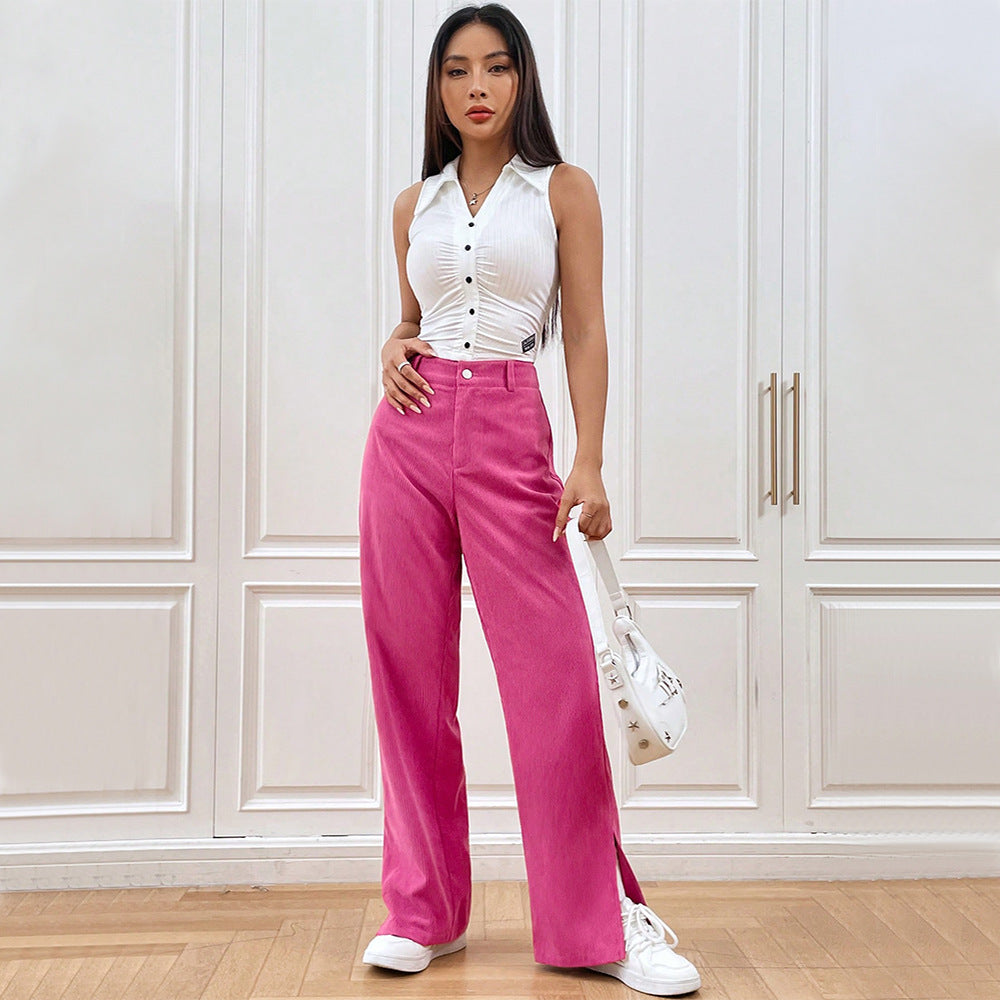 Pantalon élégant en velours côtelé pour femmes