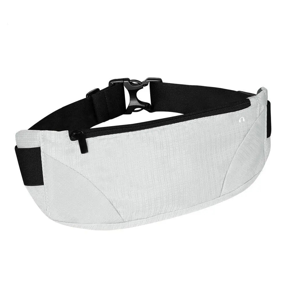 Ceinture blanche avec poche zippée et design minimaliste