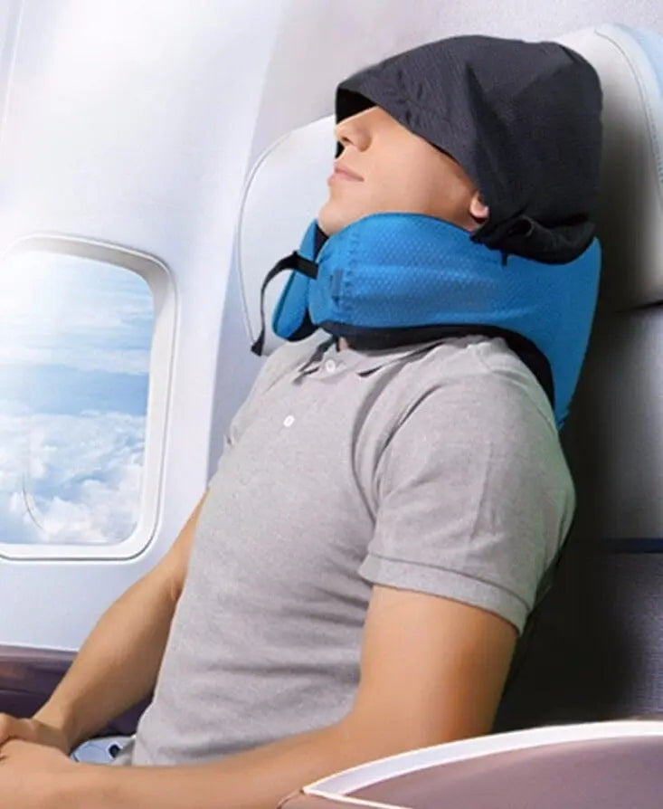 Coussin de voyage avec différentes positions de soutien illustrées
