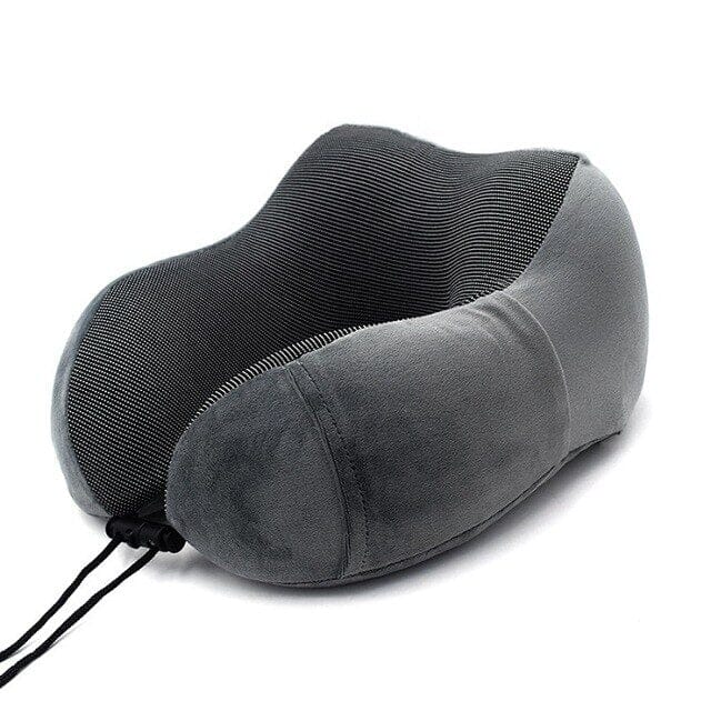 Coussin de voyage gris en mousse à mémoire de forme