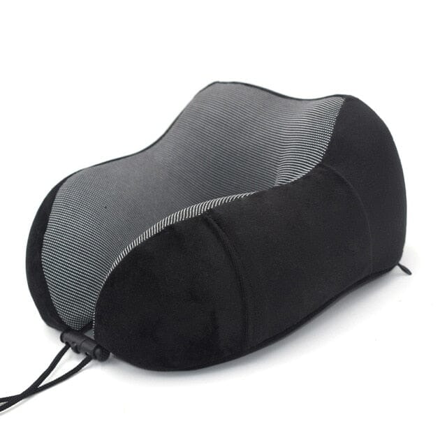 Coussin de voyage noir en mousse à mémoire de forme