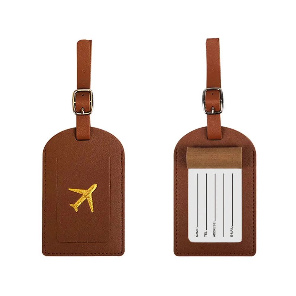 Étiquette marron en PU pour voyage