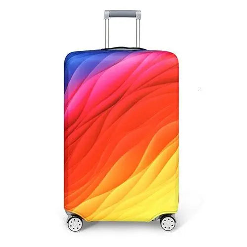 Housse de valise colorée avec motif arc-en-ciel sur fond blanc