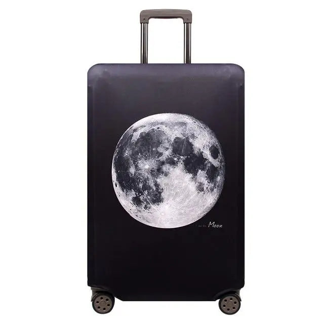 Housse de valise motif lune en polyester sur valise