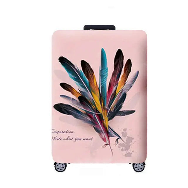 Housse de valise avec motif plumes colorées, taille S