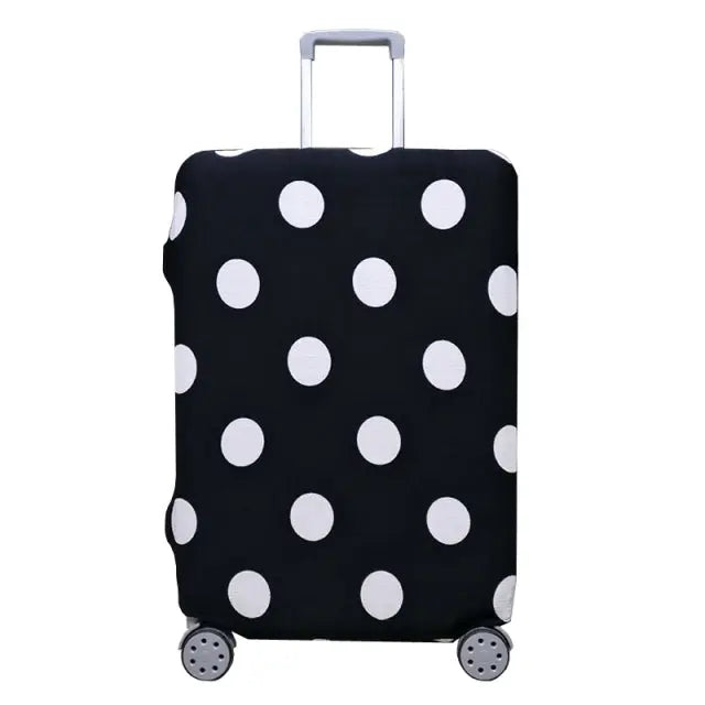 Housse de valise noire à pois blancs, taille moyenne