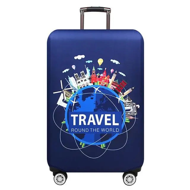 Housse de valise en polyester avec motif voyage
