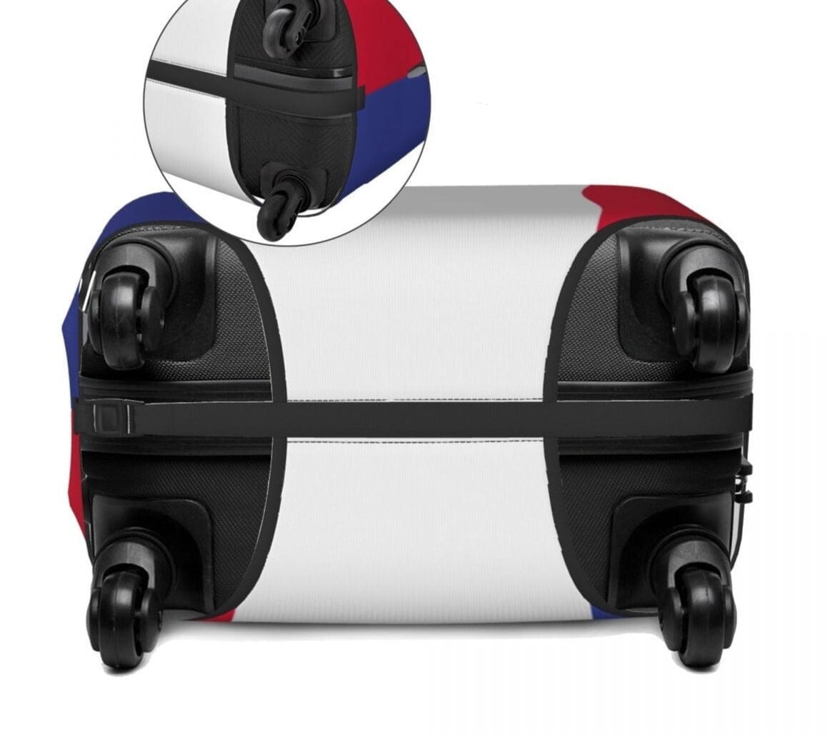 Gros plan sur housse valise avec drapeau français