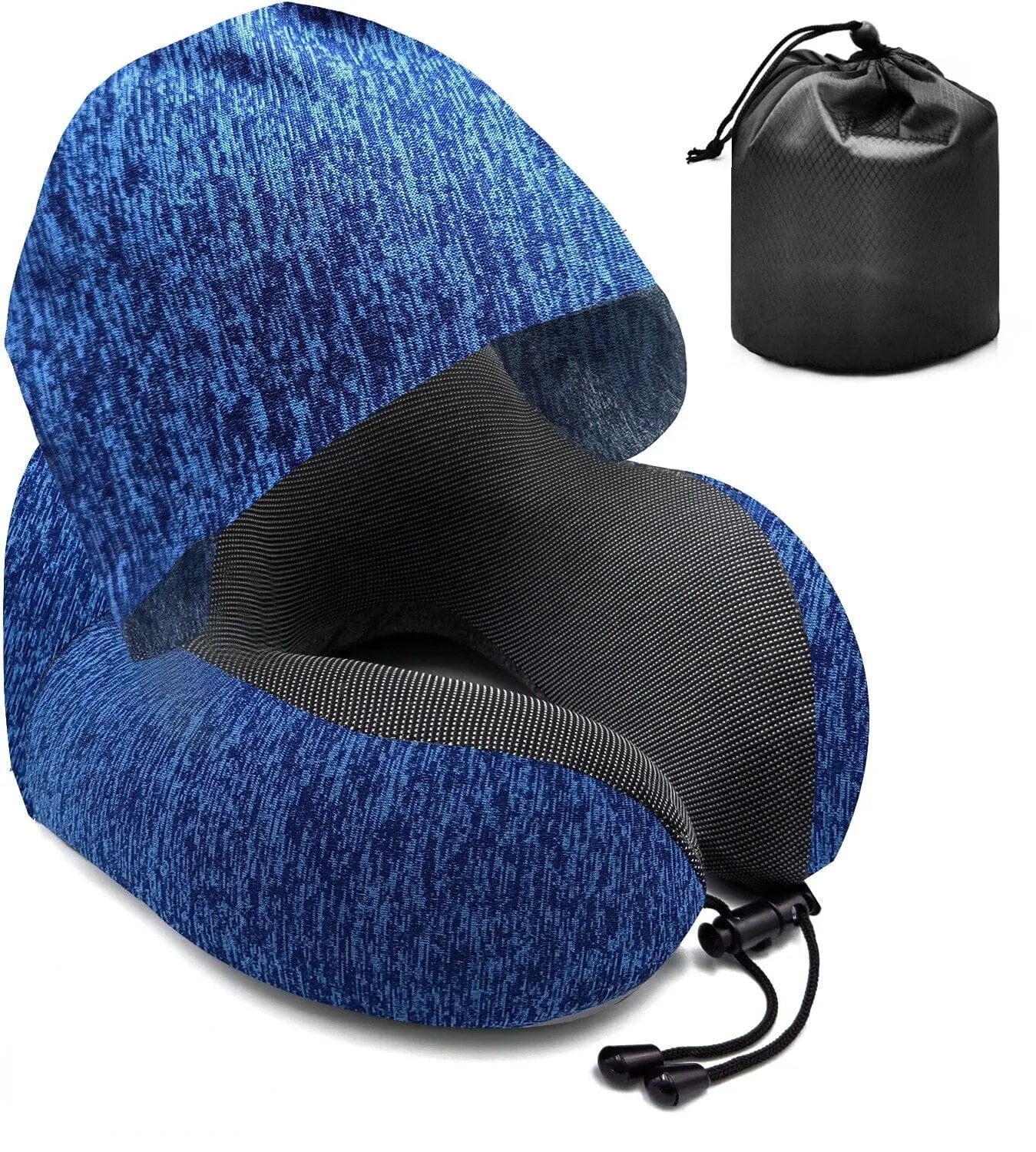 Oreiller bleu marine pour voyage, capuche confortable