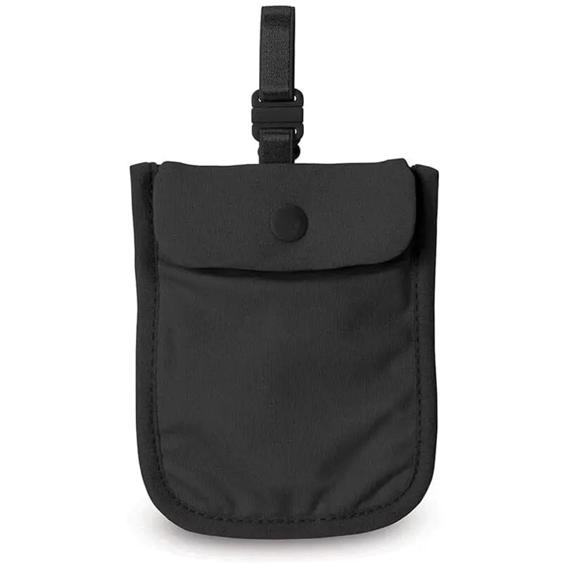 Pochette secrète beige ouverte, montrant l'intérieur