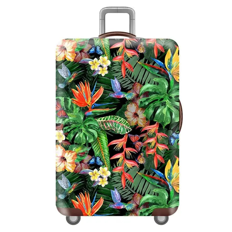 Housse de valise motif tropical en polyester extensible