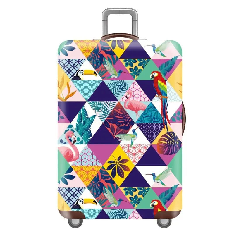 Housse de valise motif tropical sur fond blanc