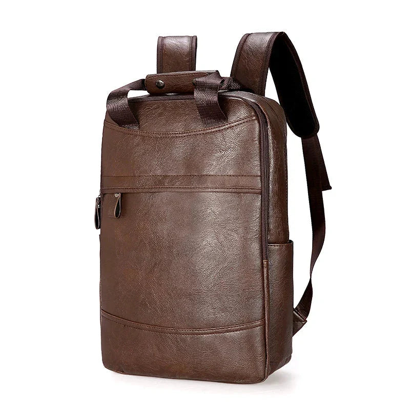Sac à dos marron foncé avec détails vintage et poches