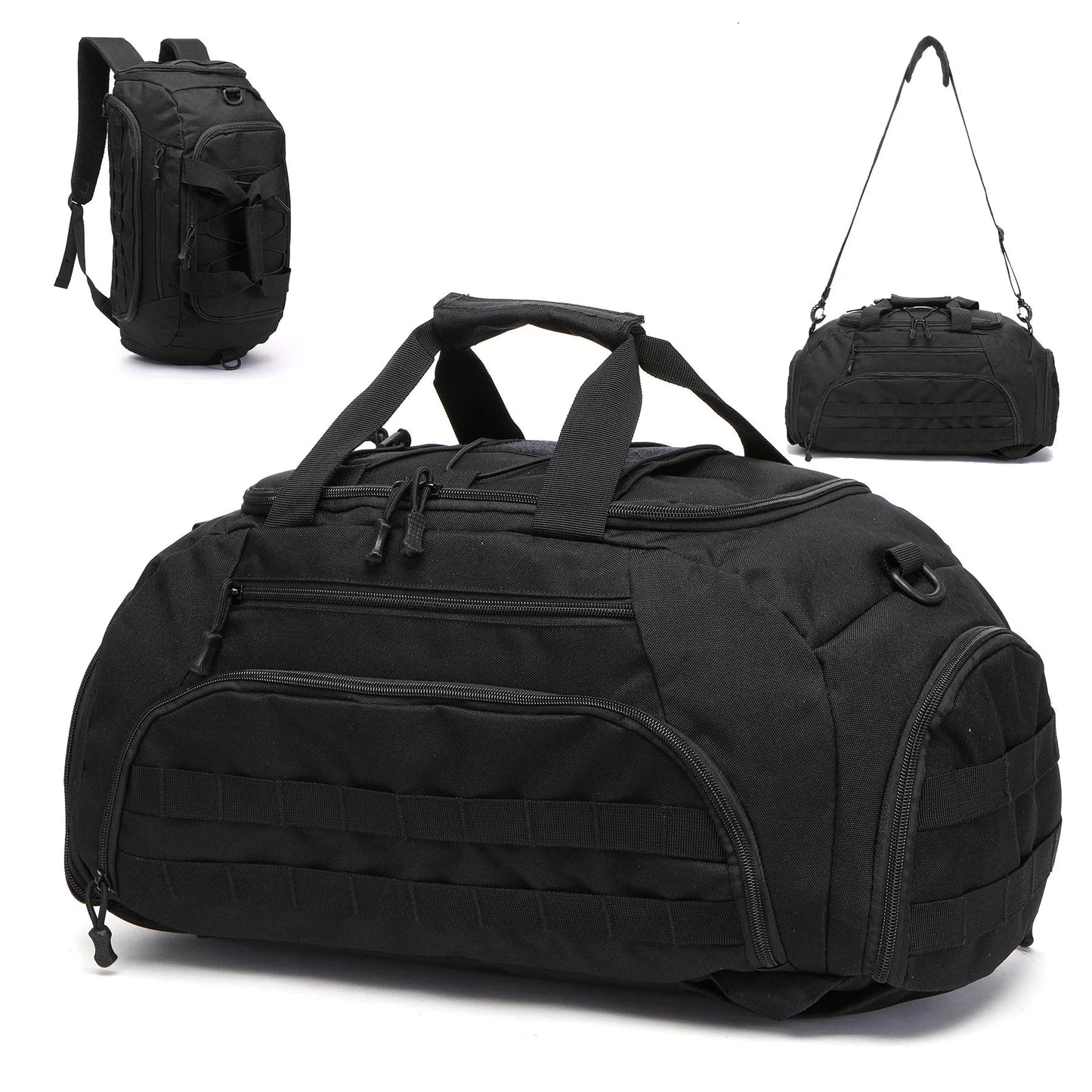 Sac à dos noir avec design robuste et poignées renforcées