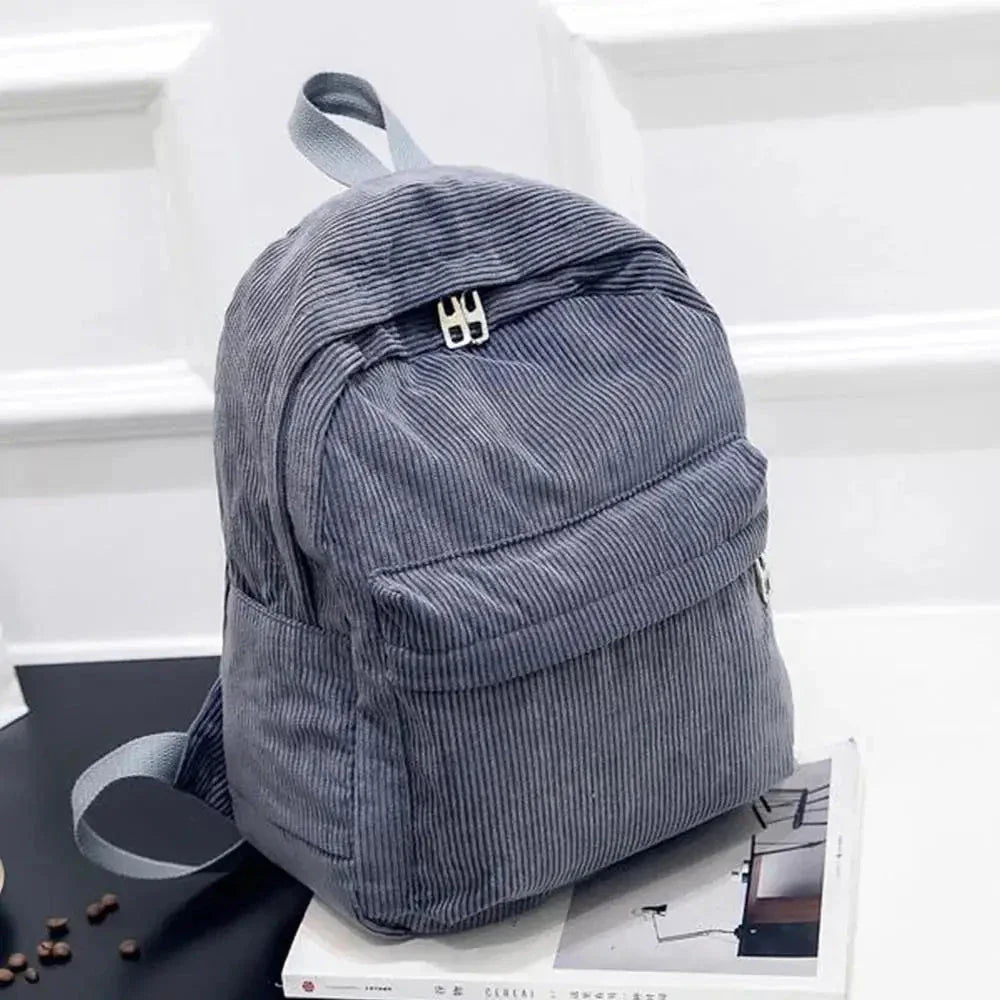 Sac à dos en velours côtelé gris moderne