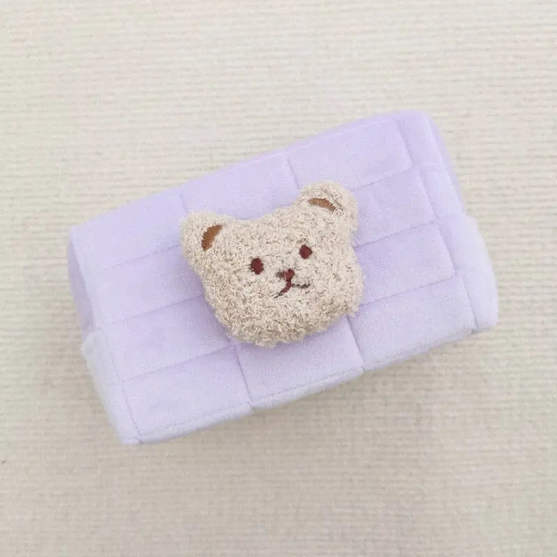Trousse violette pour bébé avec motif ourson en coton